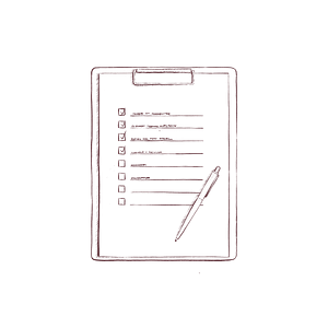 Zeichnung von Klemmbrett mit Checkliste und Kugelschreiber - mit RAS Customer Services helfen wir Ihnen, Termine immer im Griff zu haben