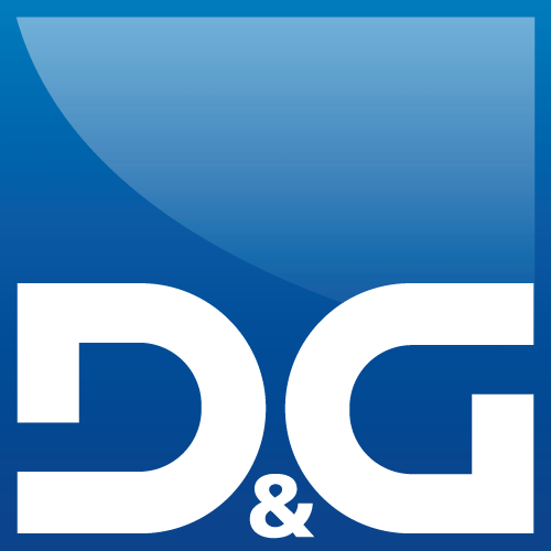 weiß-blaues Logo der D&G-Software GmbH