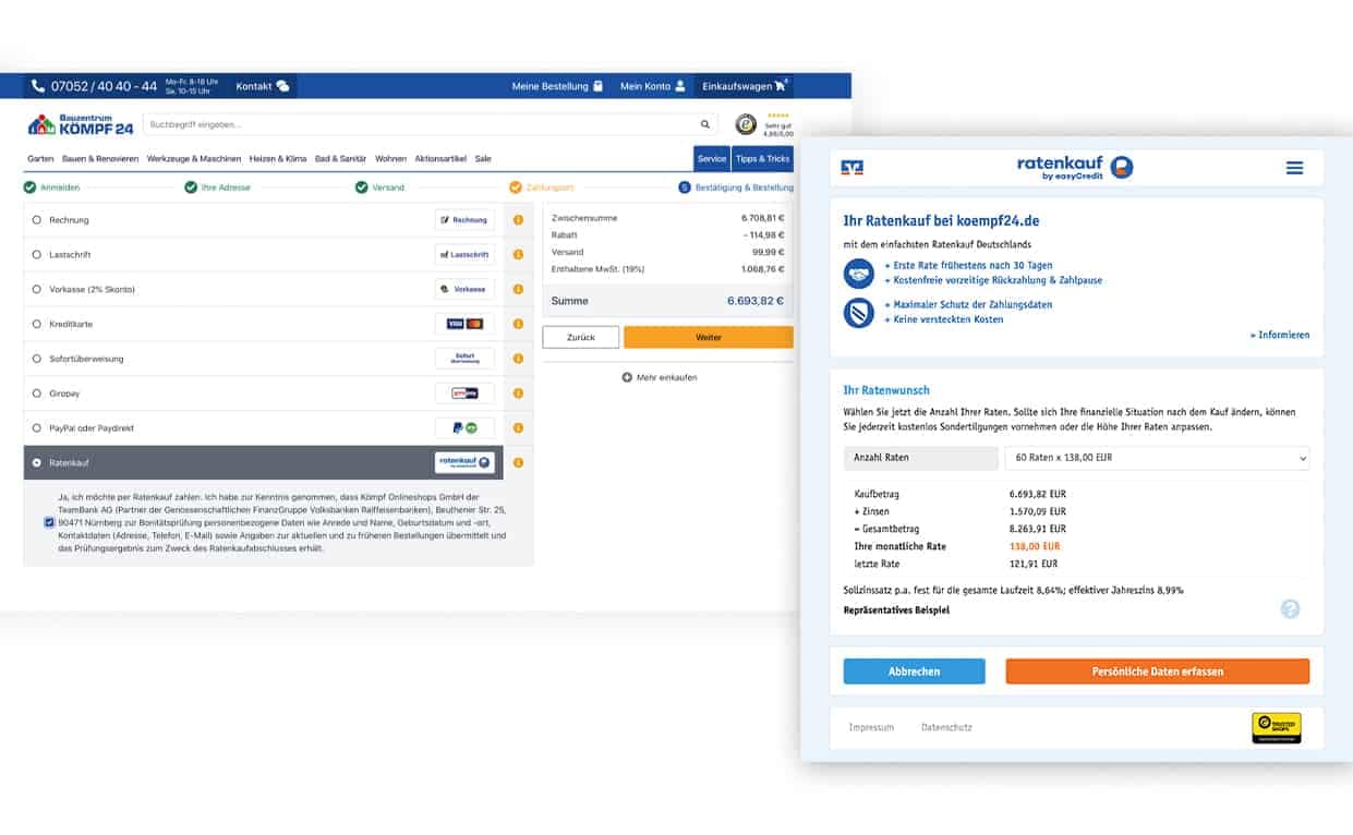 Checkout Kömpf Onlineshop