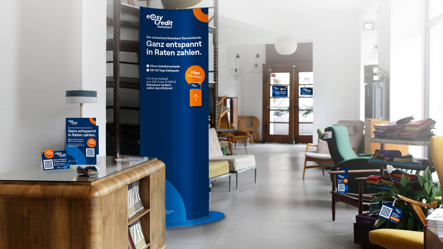 Möbelgeschäft mit easyCredit-Ratenkauf Werbematerial für PoS