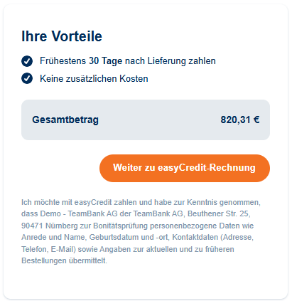 Checkout-Widget Rechnung