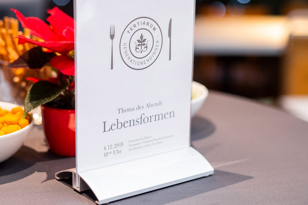 Tertianum Generationen Dinner - Tischaufsteller des Generationen Dinner 2018