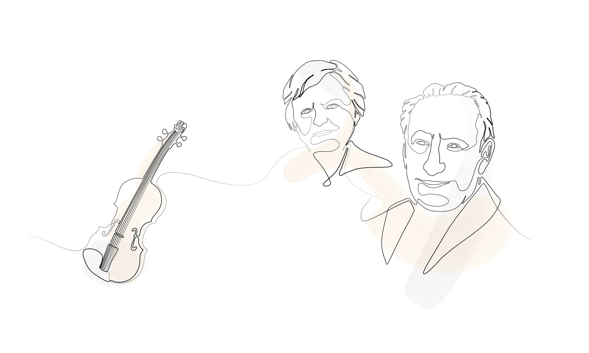 Illustration einer Geige und zwei Senioren