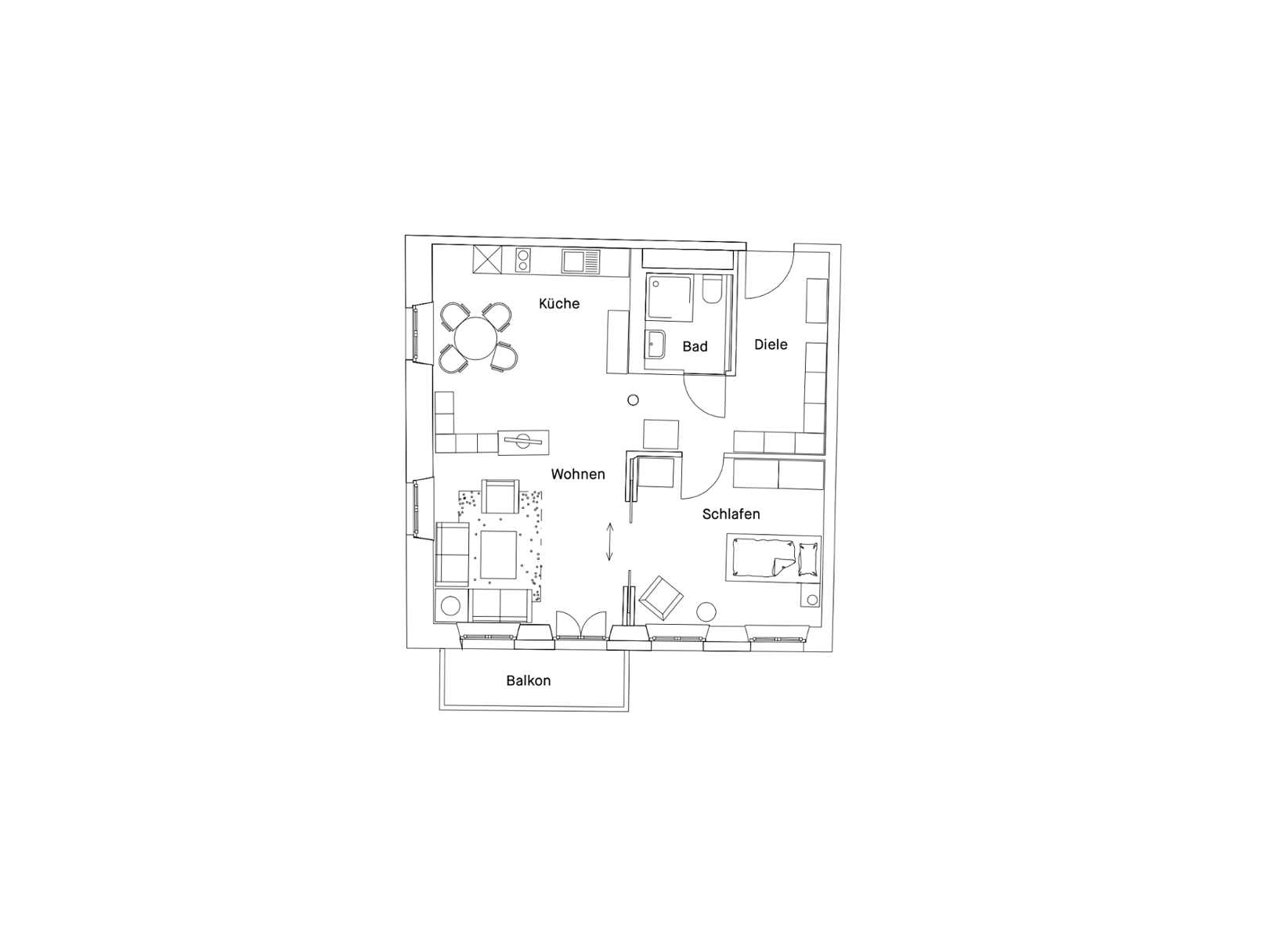 Grundriss einer 2 Zimmer Wohnung in der Seniorenresidenz Konstanz