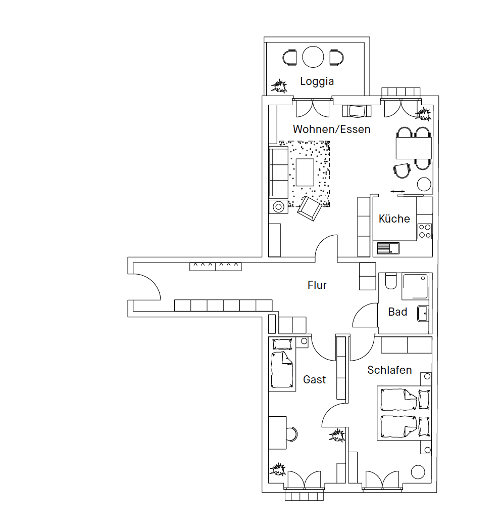 Grundriss einer Tertianum 3 Zimmer Wohnung in München