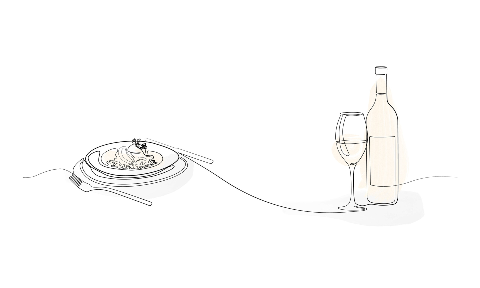 Illustration Gericht serviert mit Wein