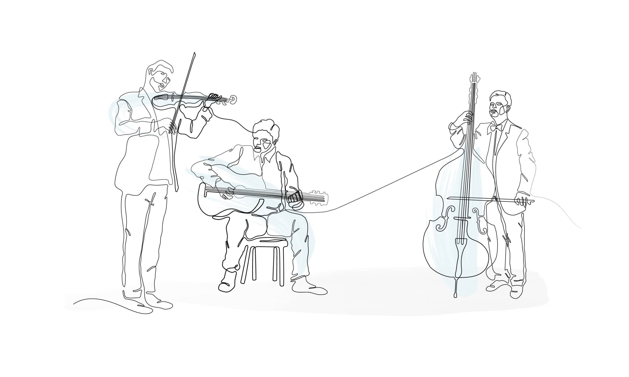 Illustration von drei Musikern beim musizieren