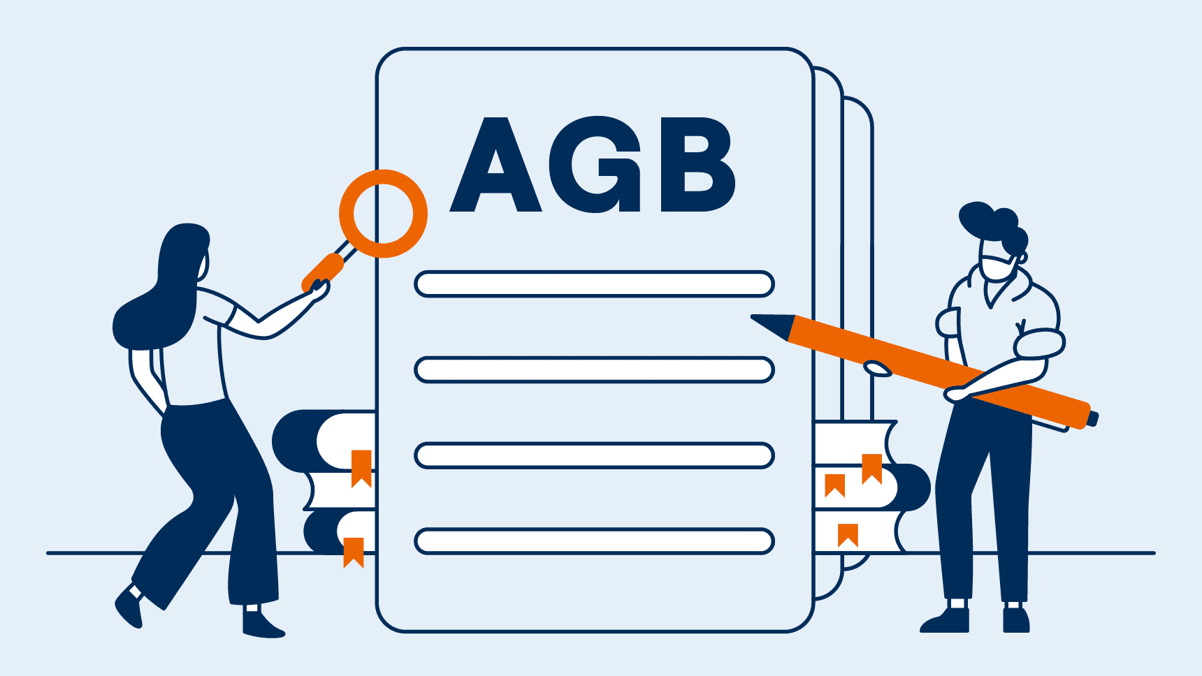 Illustration - Mann und Frau mit AGB von easyCredit-Ratenkauf