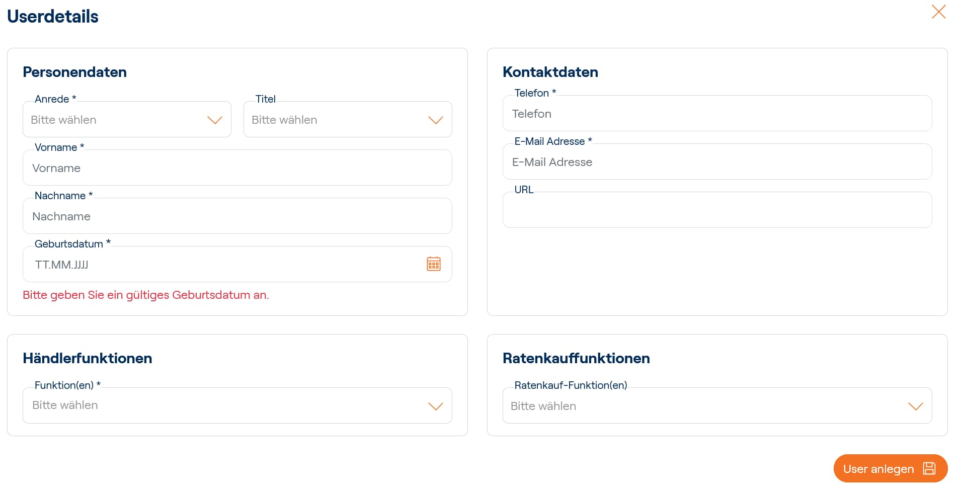 Userdetails Anlage
